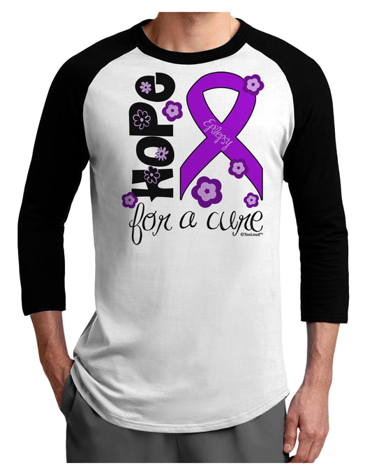 Hope for a Cure - Purple Ribbon Epilepsy - Flowers Adult Raglan Shirt-TooLoud-White-Black-X-Small-Davson Sales