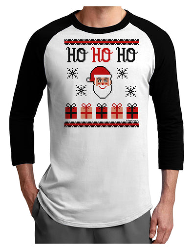 Ho Ho Ho Ugly Christmas Sweater Adult Raglan Shirt-Raglan Shirt-TooLoud-White-Black-X-Small-Davson Sales