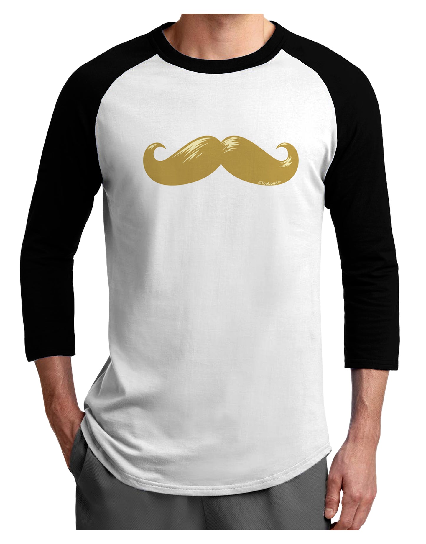 Big Gold Blonde Mustache Adult Raglan Shirt-Raglan Shirt-TooLoud-White-Black-X-Small-Davson Sales