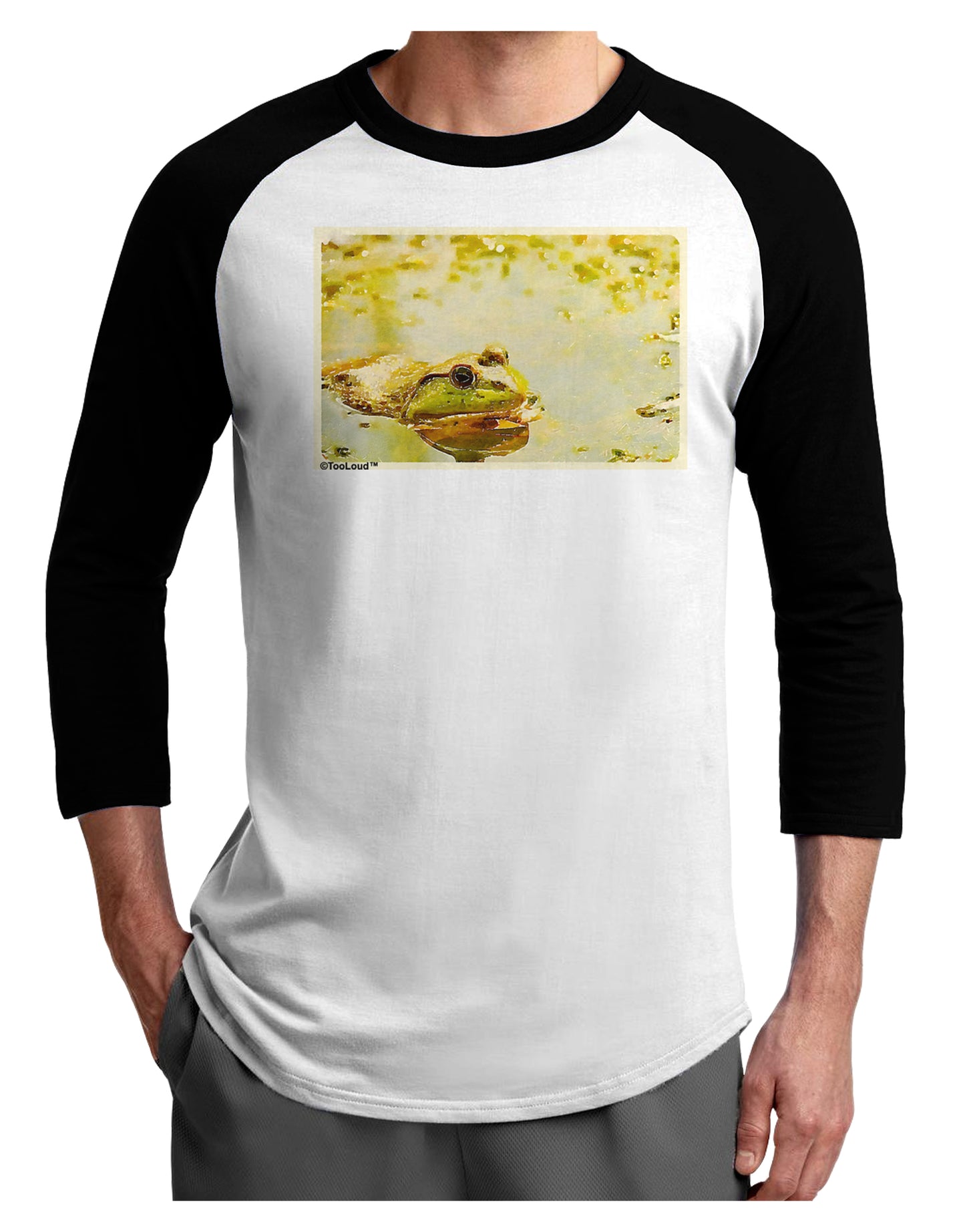 Bullfrog In Watercolor Adult Raglan Shirt by TooLoud-TooLoud-White-Black-X-Small-Davson Sales