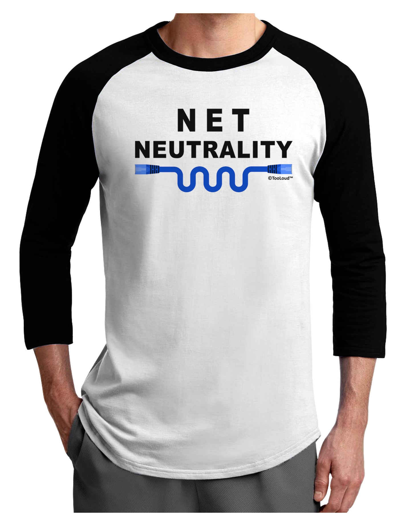 Net Neutrality Adult Raglan Shirt-TooLoud-White-Black-X-Small-Davson Sales