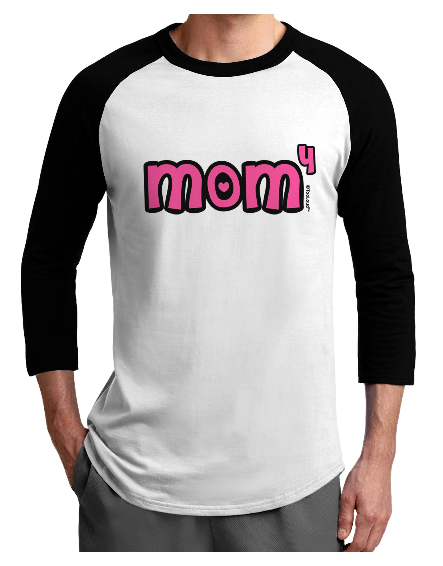 Mom to the Fourth Power - Cute Mom of 4 Design Adult Raglan Shirt by TooLoud-TooLoud-White-Black-X-Small-Davson Sales