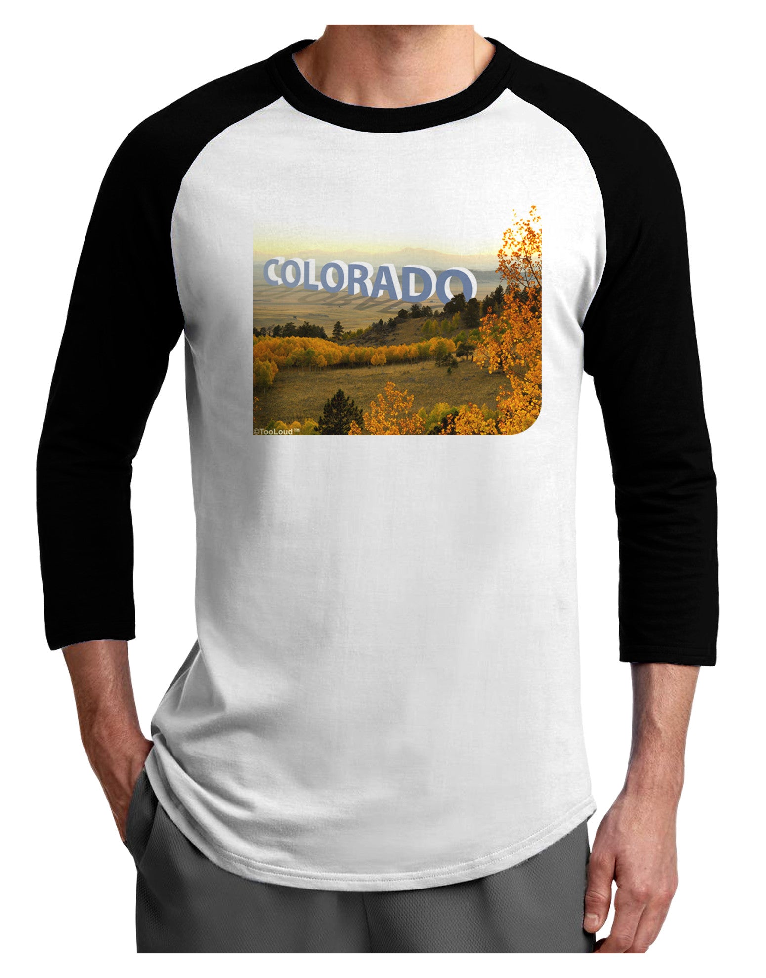 Colorado Postcard Gentle Sunrise Adult Raglan Shirt by-Raglan Shirt-TooLoud-White-Black-X-Small-Davson Sales