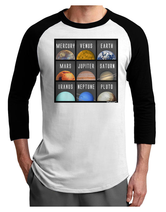 Solar System Squares Adult Raglan Shirt-Raglan Shirt-TooLoud-White-Black-X-Small-Davson Sales