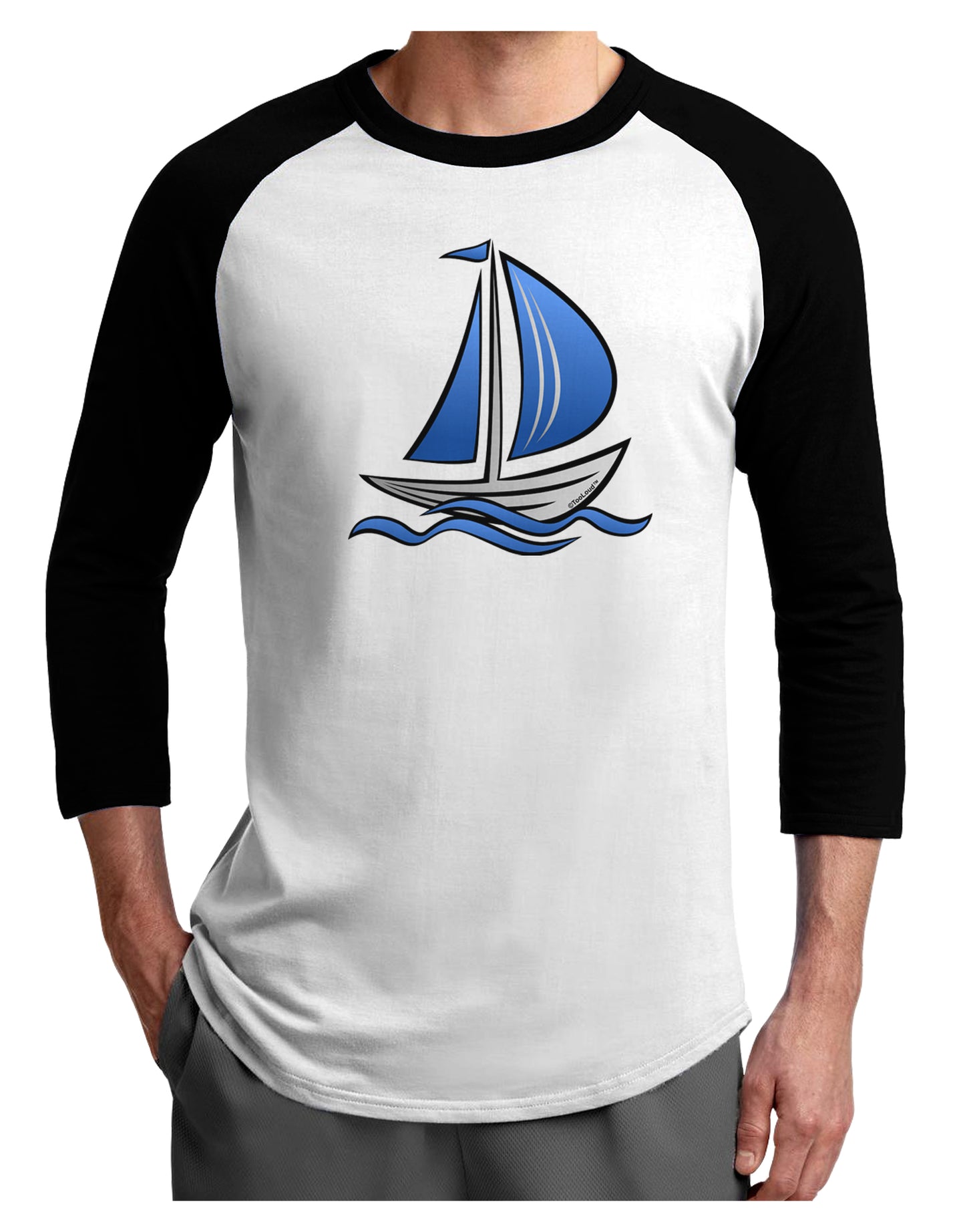 Blue Sailboat Adult Raglan Shirt-Raglan Shirt-TooLoud-White-Black-X-Small-Davson Sales