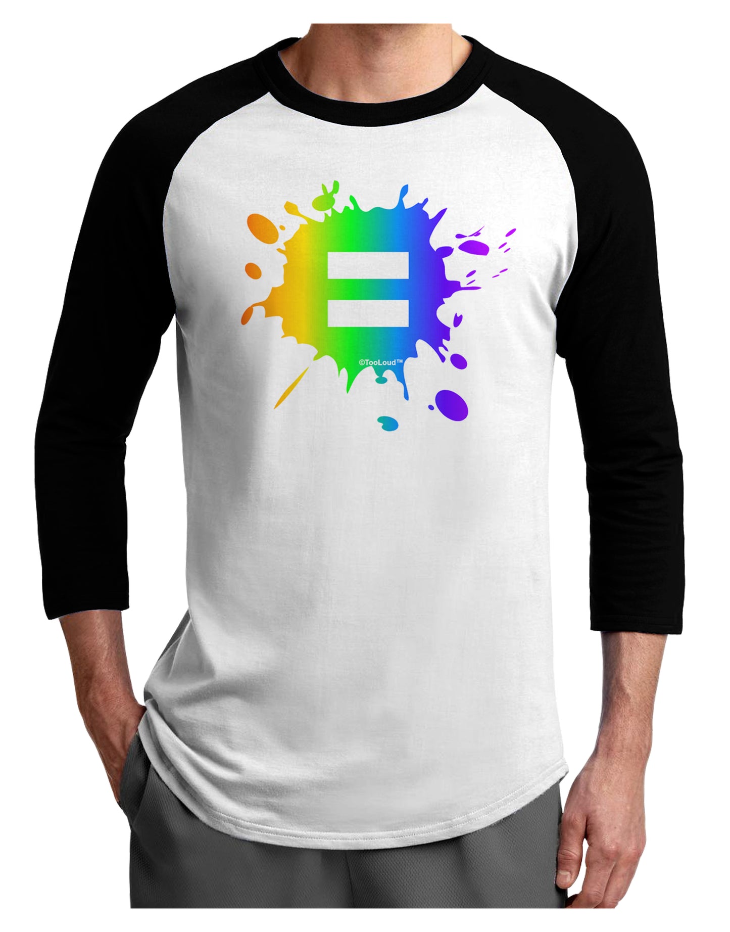 Equal Rainbow Paint Splatter Adult Raglan Shirt by TooLoud-TooLoud-White-Black-X-Small-Davson Sales