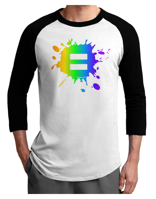 Equal Rainbow Paint Splatter Adult Raglan Shirt by TooLoud-TooLoud-White-Black-X-Small-Davson Sales