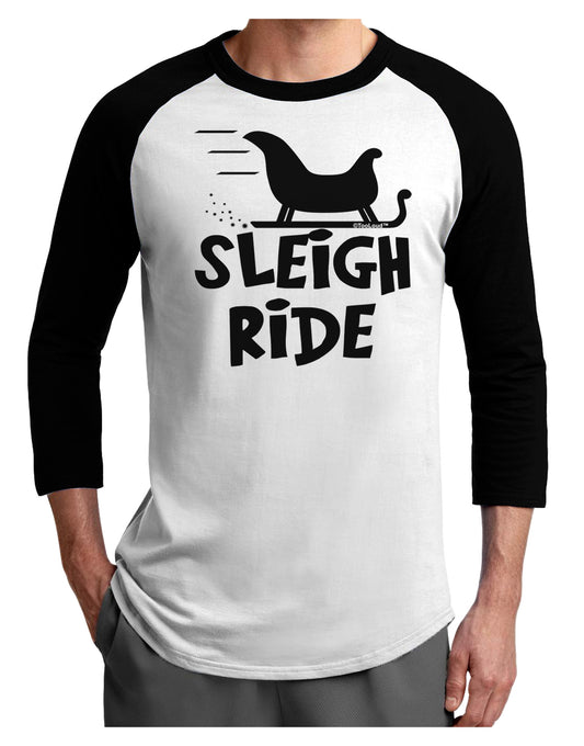 Sleigh Ride BnW Adult Raglan Shirt-TooLoud-White-Black-X-Small-Davson Sales