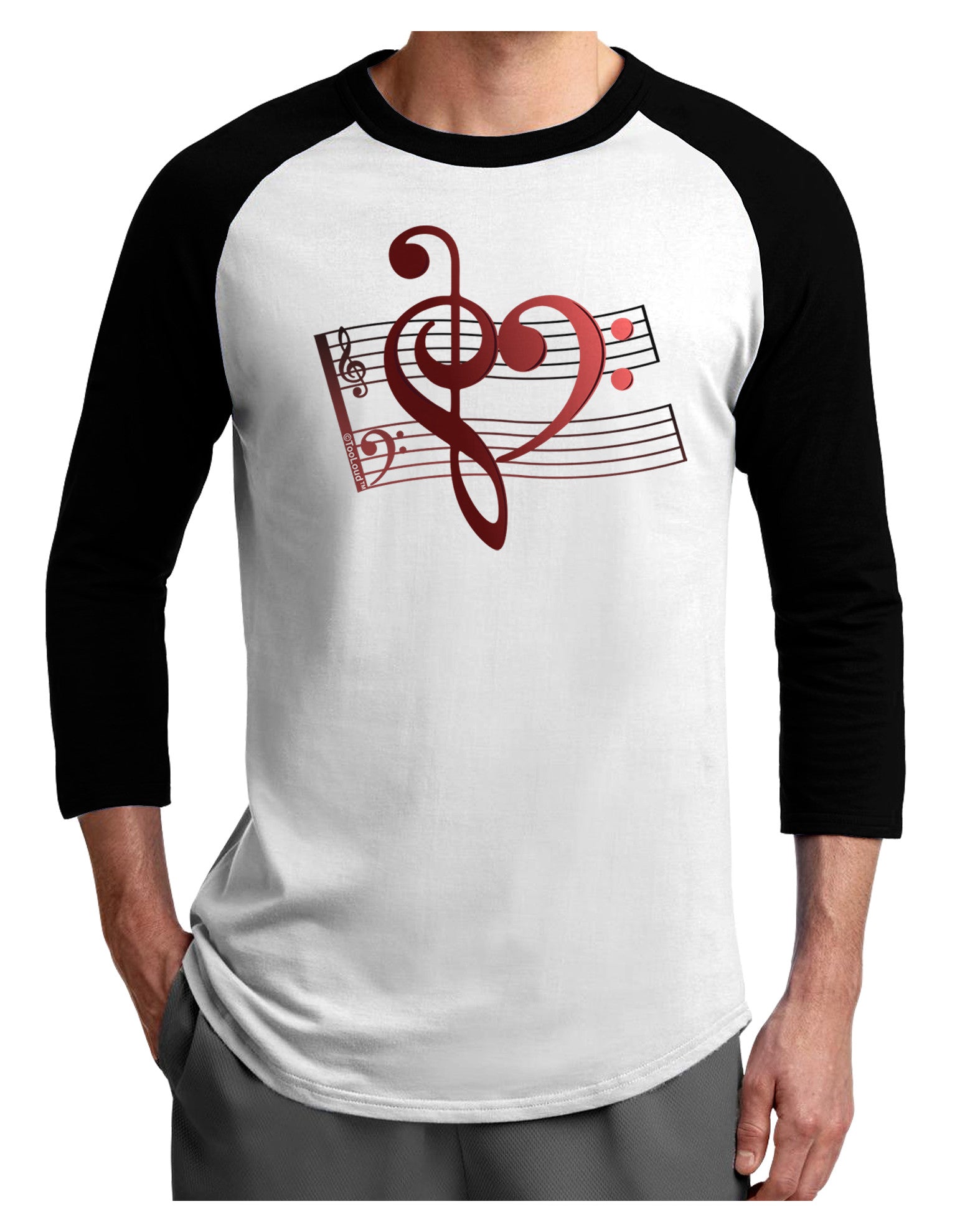 Heart Sheet Music Adult Raglan Shirt-Raglan Shirt-TooLoud-White-Black-X-Small-Davson Sales