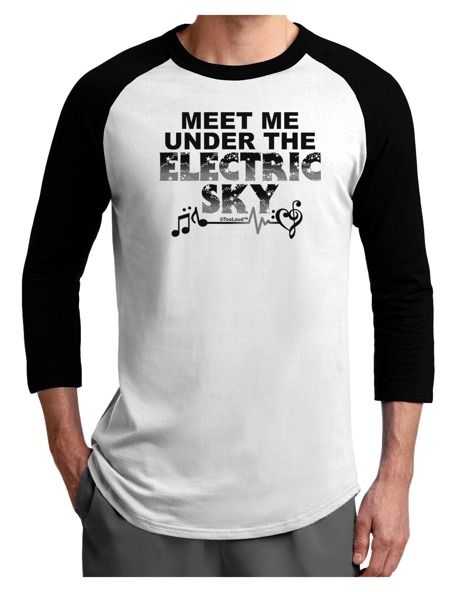 Electric Sky BnW Adult Raglan Shirt-Raglan Shirt-TooLoud-White-Black-X-Small-Davson Sales