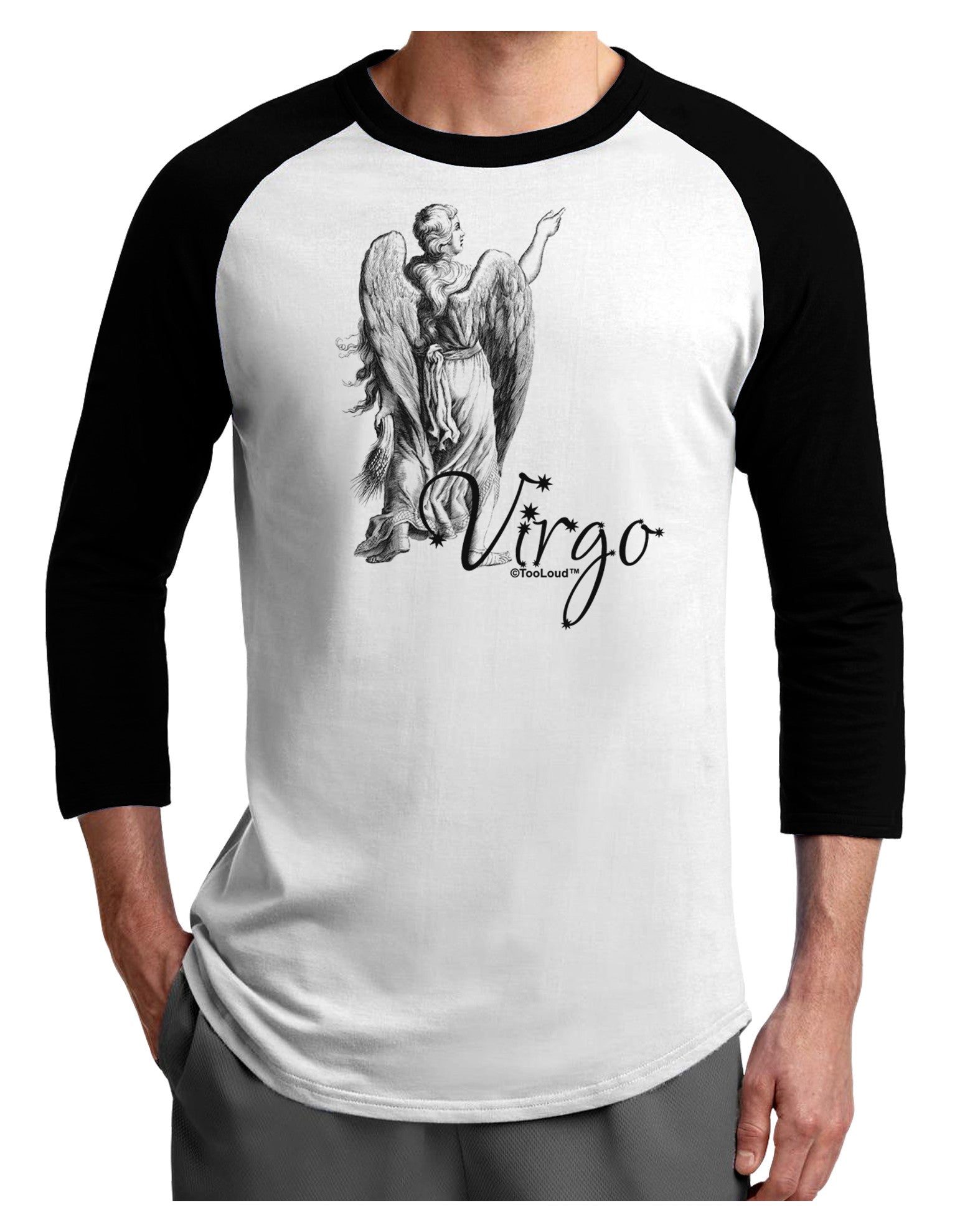 Virgo Illustration Adult Raglan Shirt-TooLoud-White-Black-X-Small-Davson Sales
