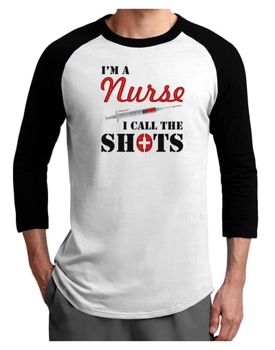 Nurse - Call The Shots Adult Raglan Shirt-TooLoud-White-Black-X-Small-Davson Sales