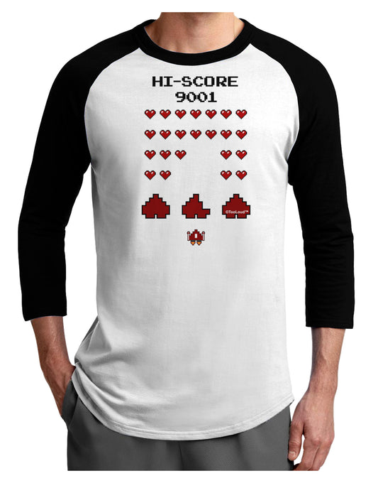 Pixel Heart Invaders Design Adult Raglan Shirt-TooLoud-White-Black-X-Small-Davson Sales