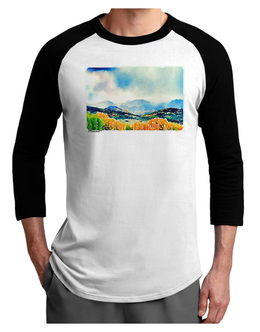 Colorado Mountain Scene Adult Raglan Shirt-TooLoud-White-Black-X-Small-Davson Sales