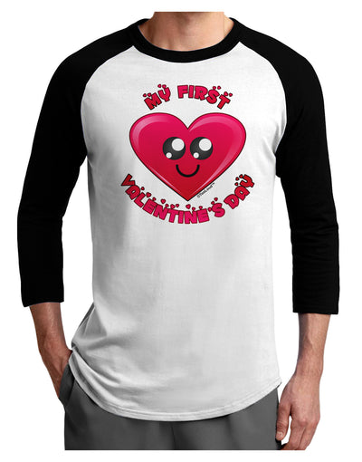 My First Valentine's Day Adult Raglan Shirt-Raglan Shirt-TooLoud-White-Black-X-Small-Davson Sales