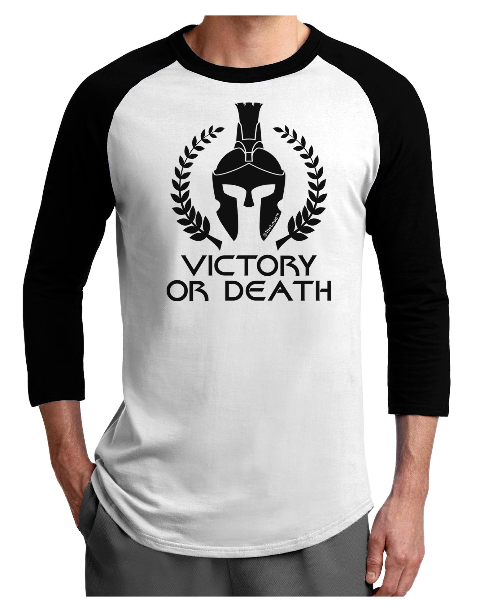 Spartan Victory Or Death Adult Raglan Shirt-Raglan Shirt-TooLoud-White-Black-X-Small-Davson Sales
