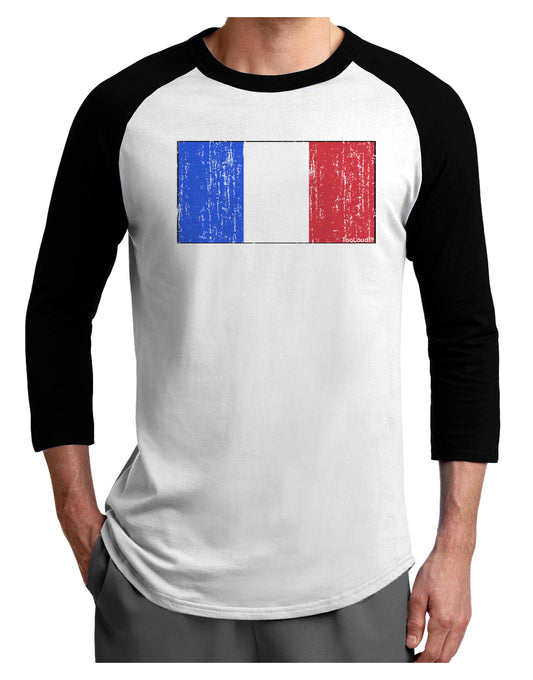 French Flag - France Distressed Adult Raglan Shirt by TooLoud-TooLoud-White-Black-X-Small-Davson Sales