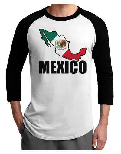 Mexico Outline - Mexican Flag - Mexico Text Adult Raglan Shirt by TooLoud-TooLoud-White-Black-X-Small-Davson Sales