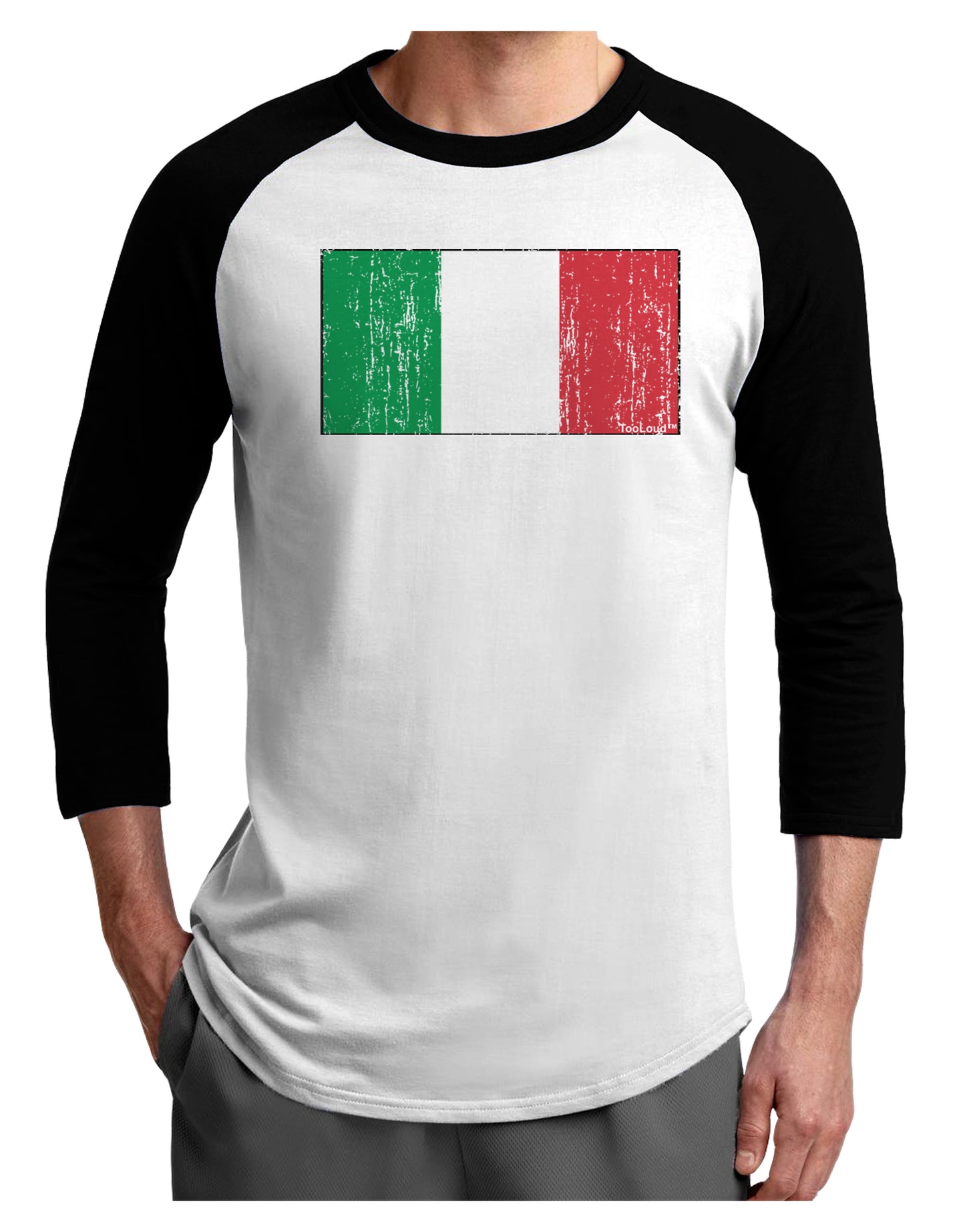 Italian Flag - Distressed Adult Raglan Shirt by TooLoud-TooLoud-White-Black-X-Small-Davson Sales