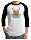 Cute Bunny with Eggs Adult Raglan Shirt-TooLoud-White-Black-X-Small-Davson Sales