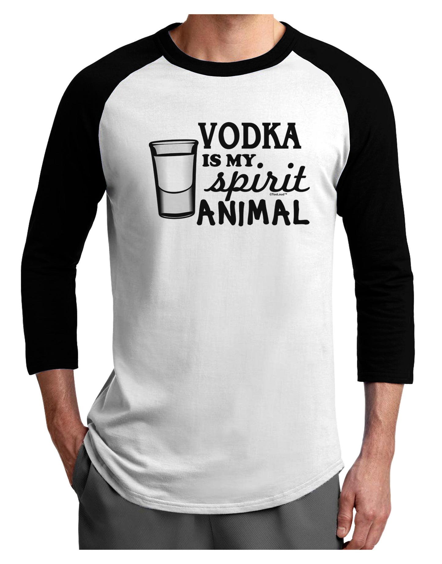 Vodka Is My Spirit Animal Adult Raglan Shirt-Raglan Shirt-TooLoud-White-Black-X-Small-Davson Sales