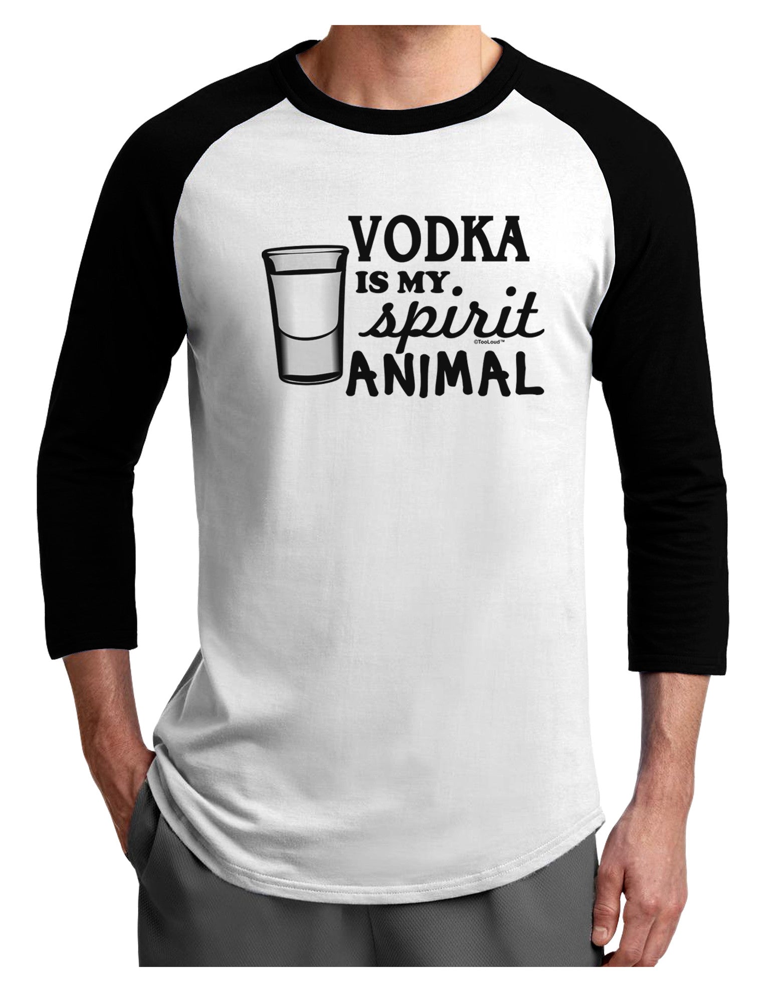 Vodka Is My Spirit Animal Adult Raglan Shirt-Raglan Shirt-TooLoud-White-Black-X-Small-Davson Sales