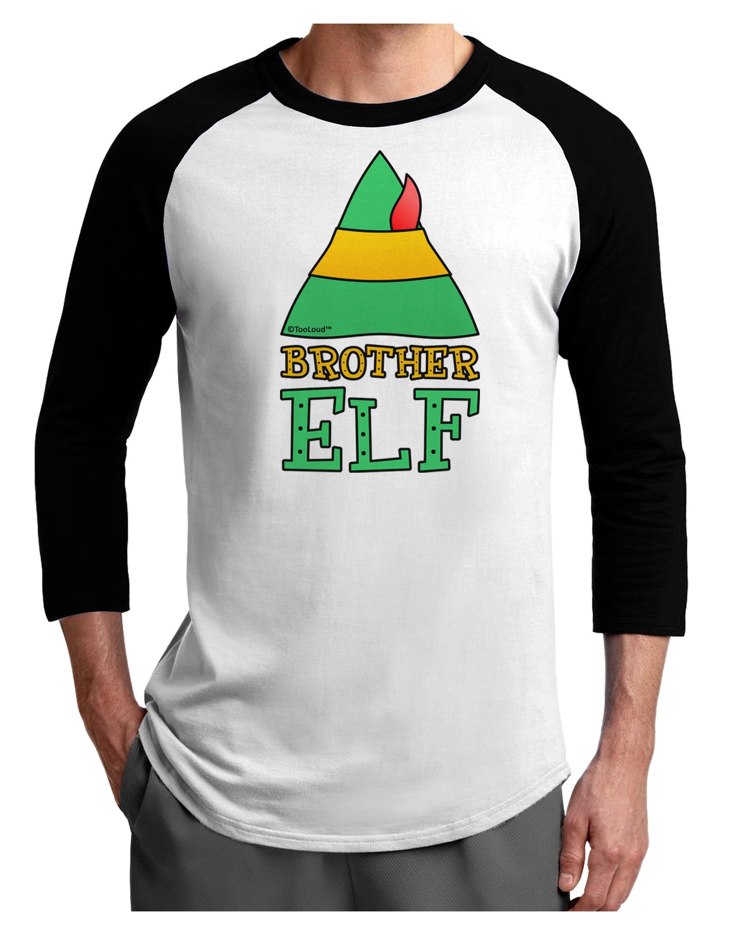 Matching Christmas Design - Elf Family - Brother Elf Adult Raglan Shirt-Raglan Shirt-TooLoud-White-Black-X-Small-Davson Sales