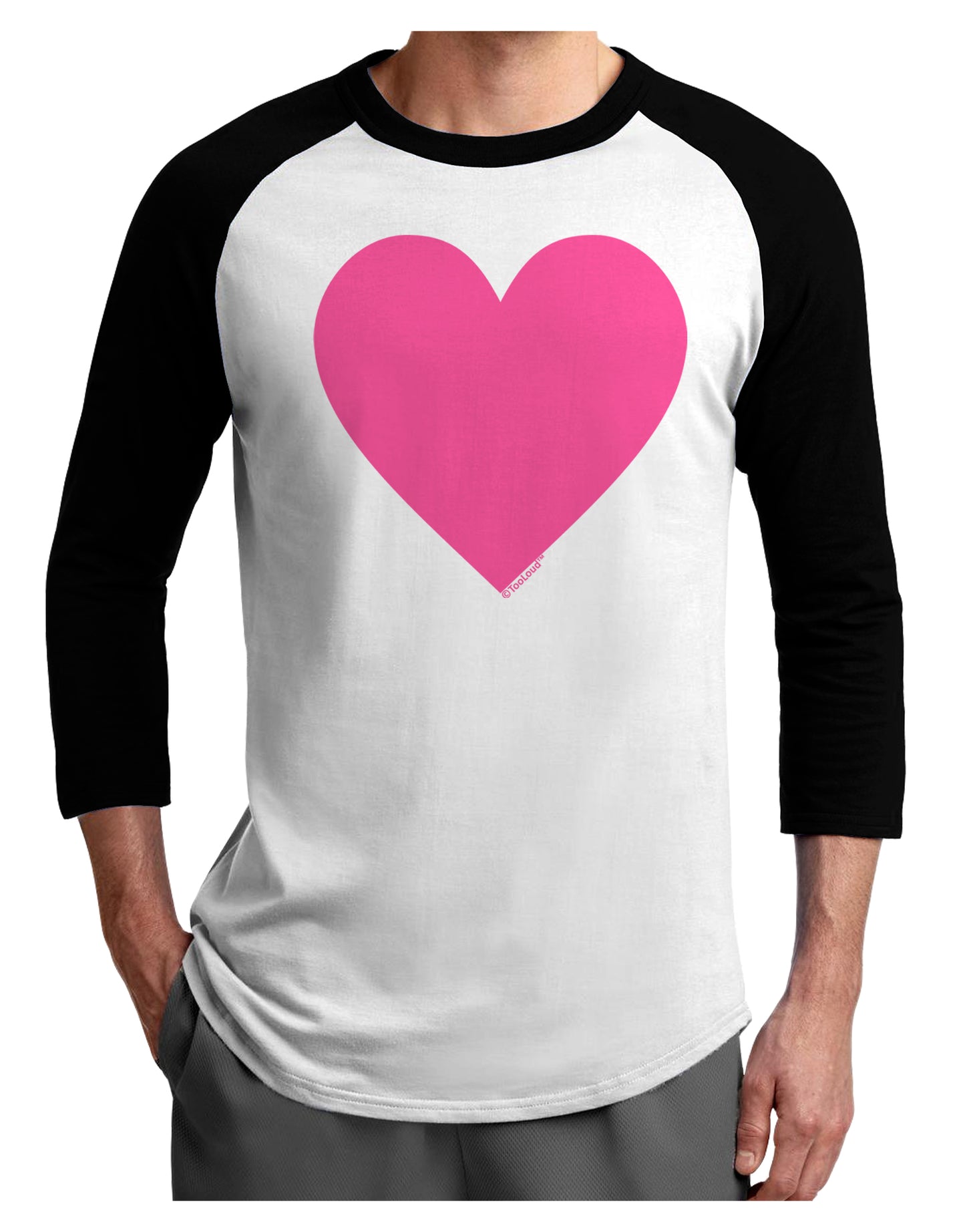 Big Pink Heart Valentine's Day Adult Raglan Shirt-Raglan Shirt-TooLoud-White-Black-X-Small-Davson Sales
