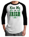 Kiss Me I'm Irish St Patricks Day Adult Raglan Shirt-Raglan Shirt-TooLoud-White-Black-X-Small-Davson Sales