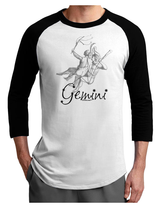 Gemini Constellation Adult Raglan Shirt-TooLoud-White-Black-X-Small-Davson Sales