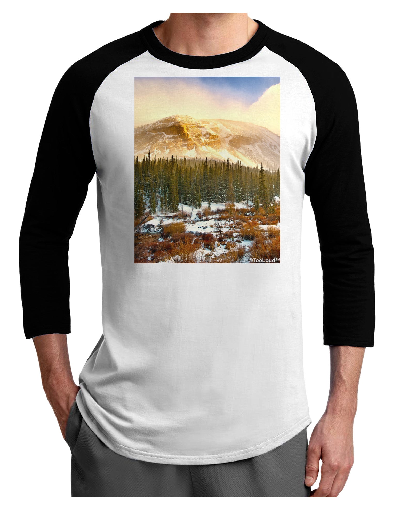 Nature Photography - Mountain Glow Adult Raglan Shirt by-Raglan Shirt-TooLoud-White-Black-X-Small-Davson Sales
