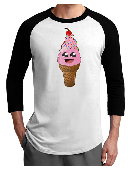 Cute Ice Cream Cone Adult Raglan Shirt-Raglan Shirt-TooLoud-White-Black-X-Small-Davson Sales