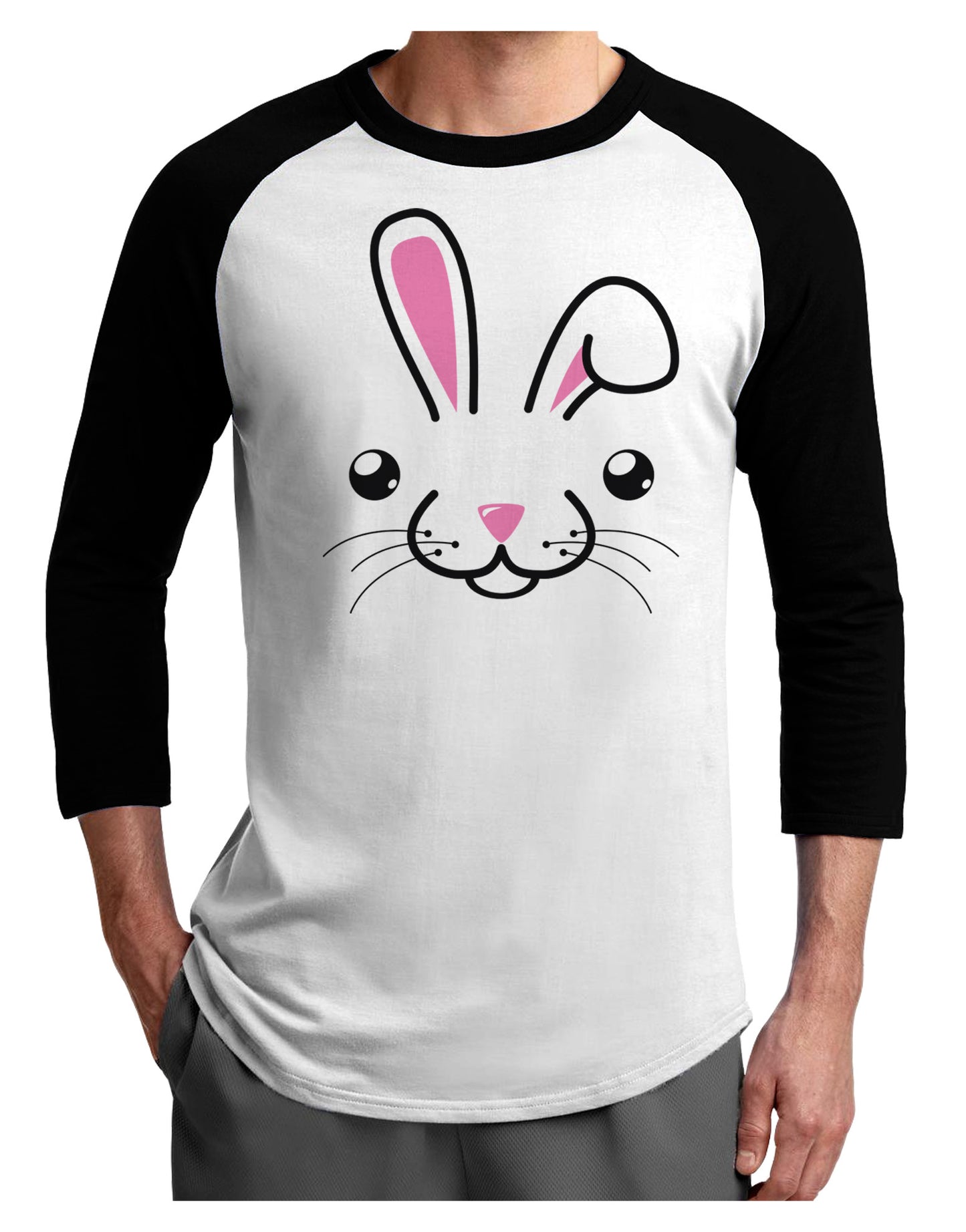Cute Bunny Face Adult Raglan Shirt-Raglan Shirt-TooLoud-White-Black-X-Small-Davson Sales