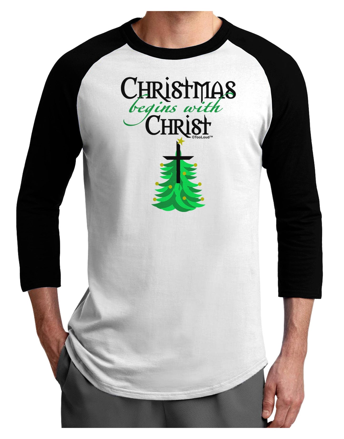Begins With Christ Adult Raglan Shirt-Raglan Shirt-TooLoud-White-Black-XXX-Large-Davson Sales
