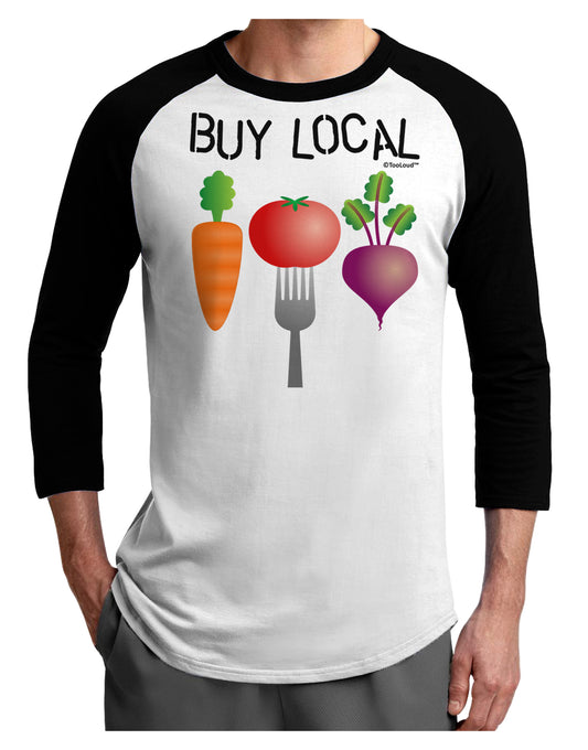 Buy Local - Vegetables Design Adult Raglan Shirt-TooLoud-White-Black-X-Small-Davson Sales