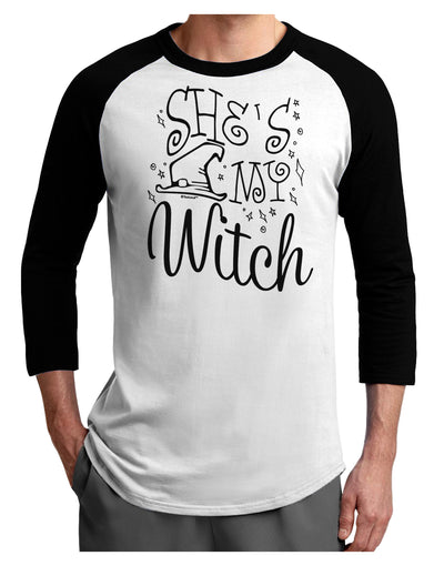 She's My Witch Adult Raglan Shirt White Black 3XL Tooloud