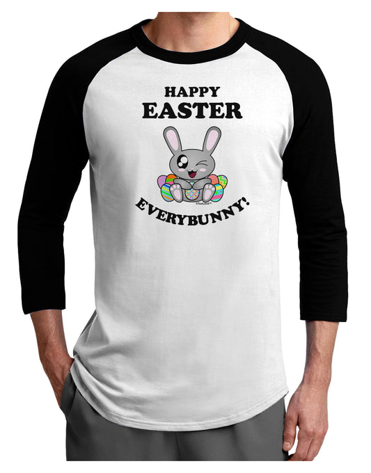 Happy Easter Everybunny Adult Raglan Shirt-TooLoud-White-Black-X-Small-Davson Sales