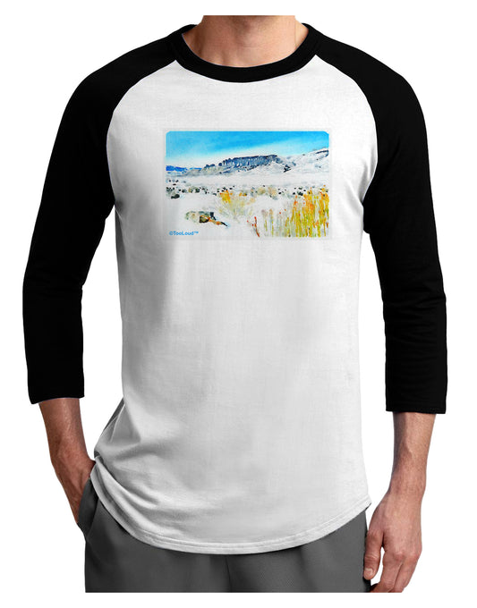 CO Snow Scene Watercolor Adult Raglan Shirt-Raglan Shirt-TooLoud-White-Black-X-Small-Davson Sales