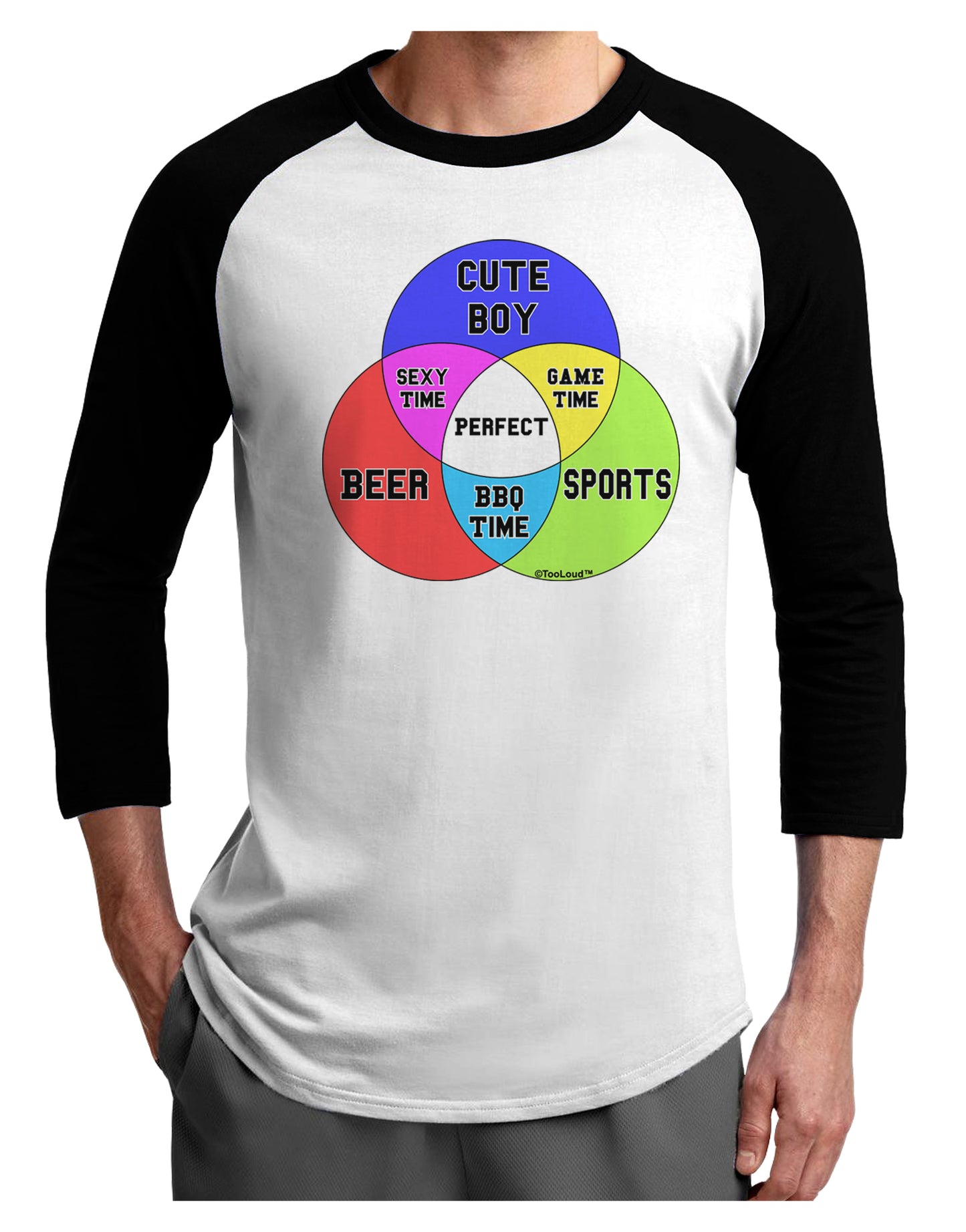 Beer Boy and Sports Diagram Adult Raglan Shirt-TooLoud-White-Black-X-Small-Davson Sales