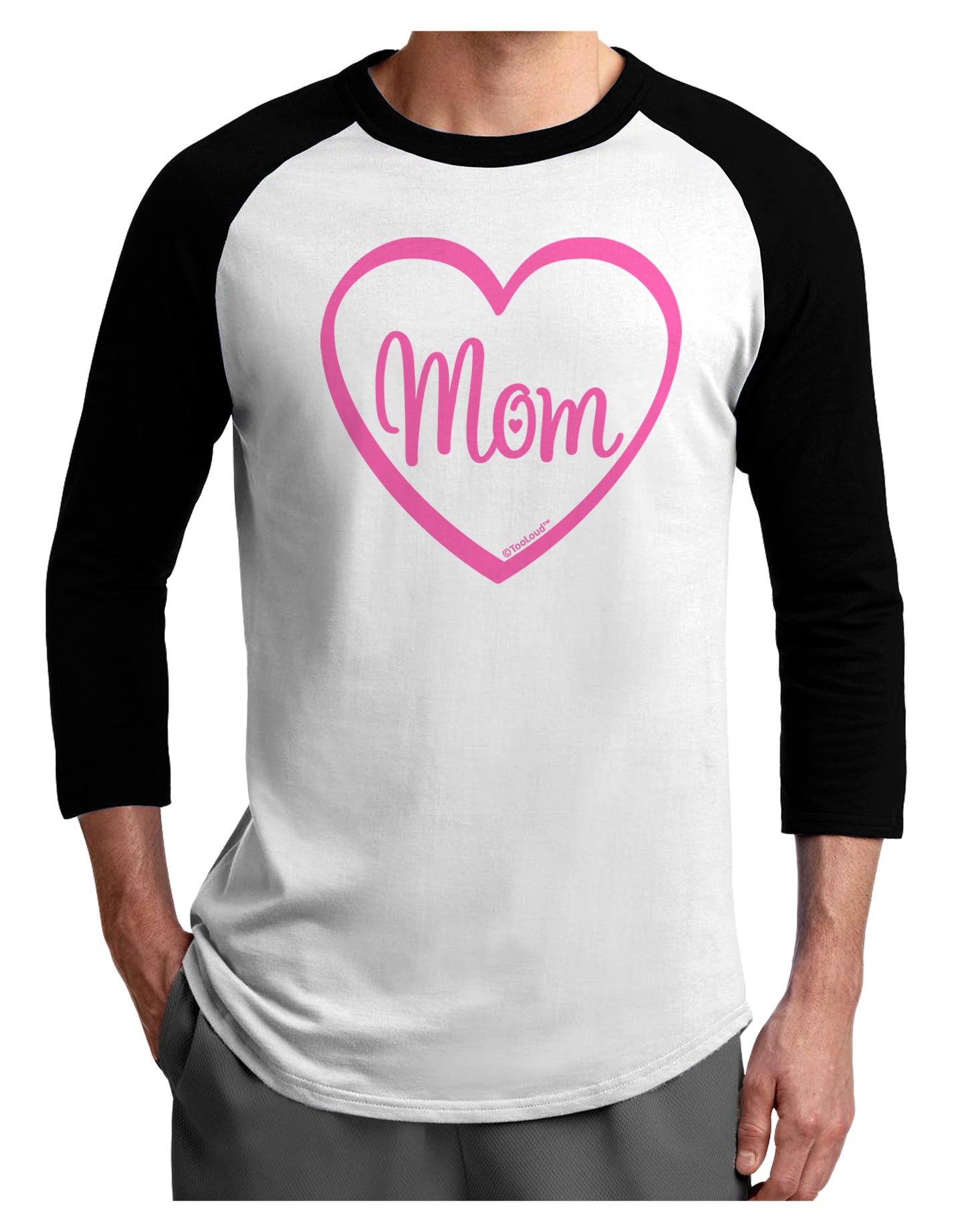 Mom Heart Design - Pink Adult Raglan Shirt by TooLoud-TooLoud-White-Black-X-Small-Davson Sales