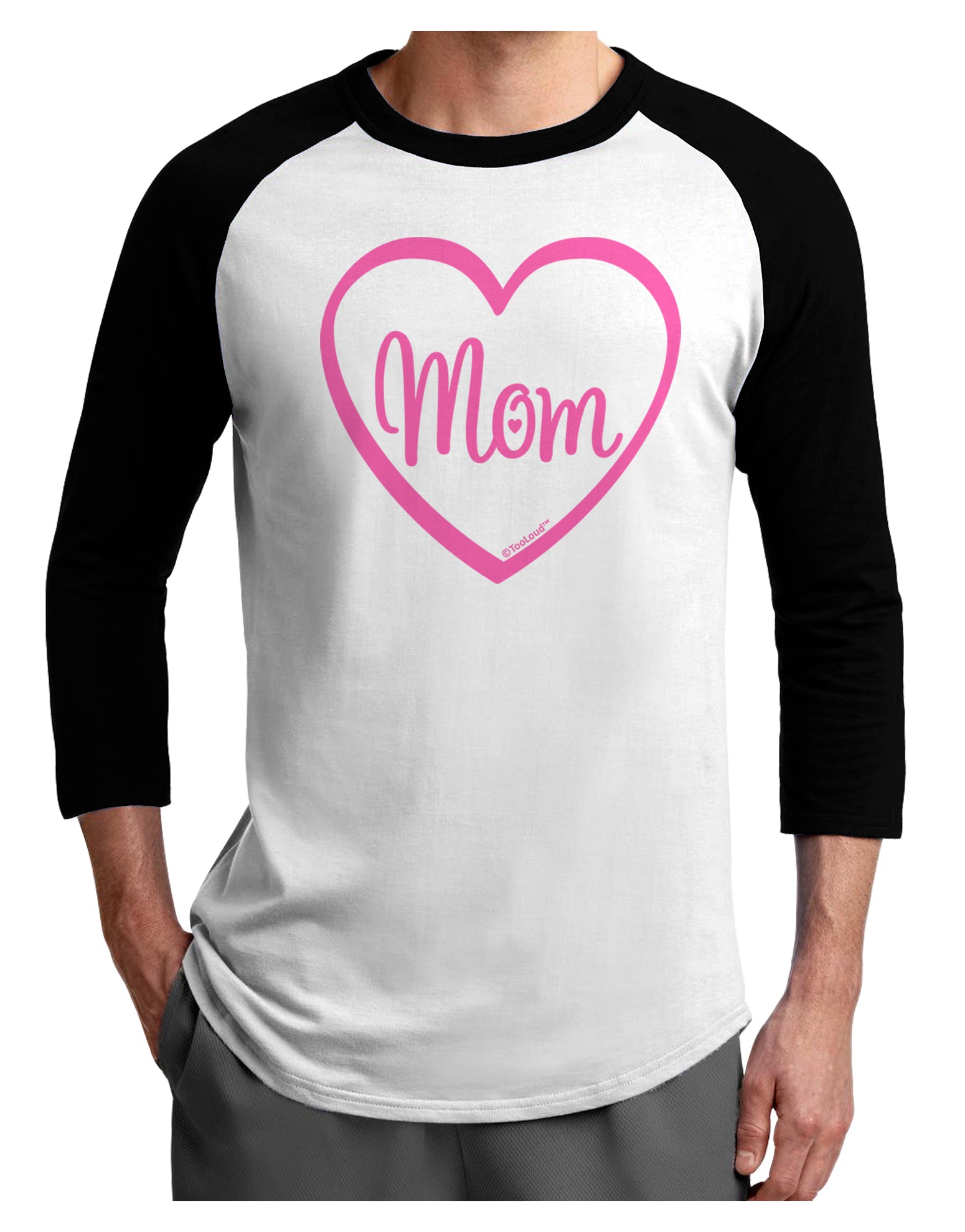 Mom Heart Design - Pink Adult Raglan Shirt by TooLoud-TooLoud-White-Black-X-Small-Davson Sales