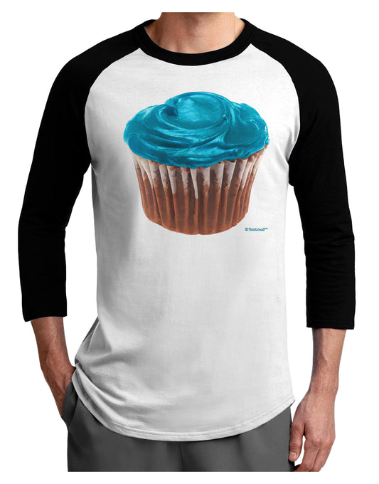 Giant Bright Turquoise Cupcake Adult Raglan Shirt by TooLoud-TooLoud-White-Black-X-Small-Davson Sales