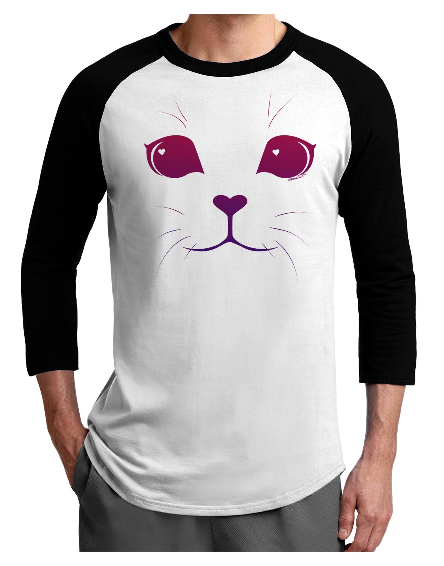 Heart Kitten Adult Raglan Shirt by-Raglan Shirt-TooLoud-White-Black-X-Small-Davson Sales