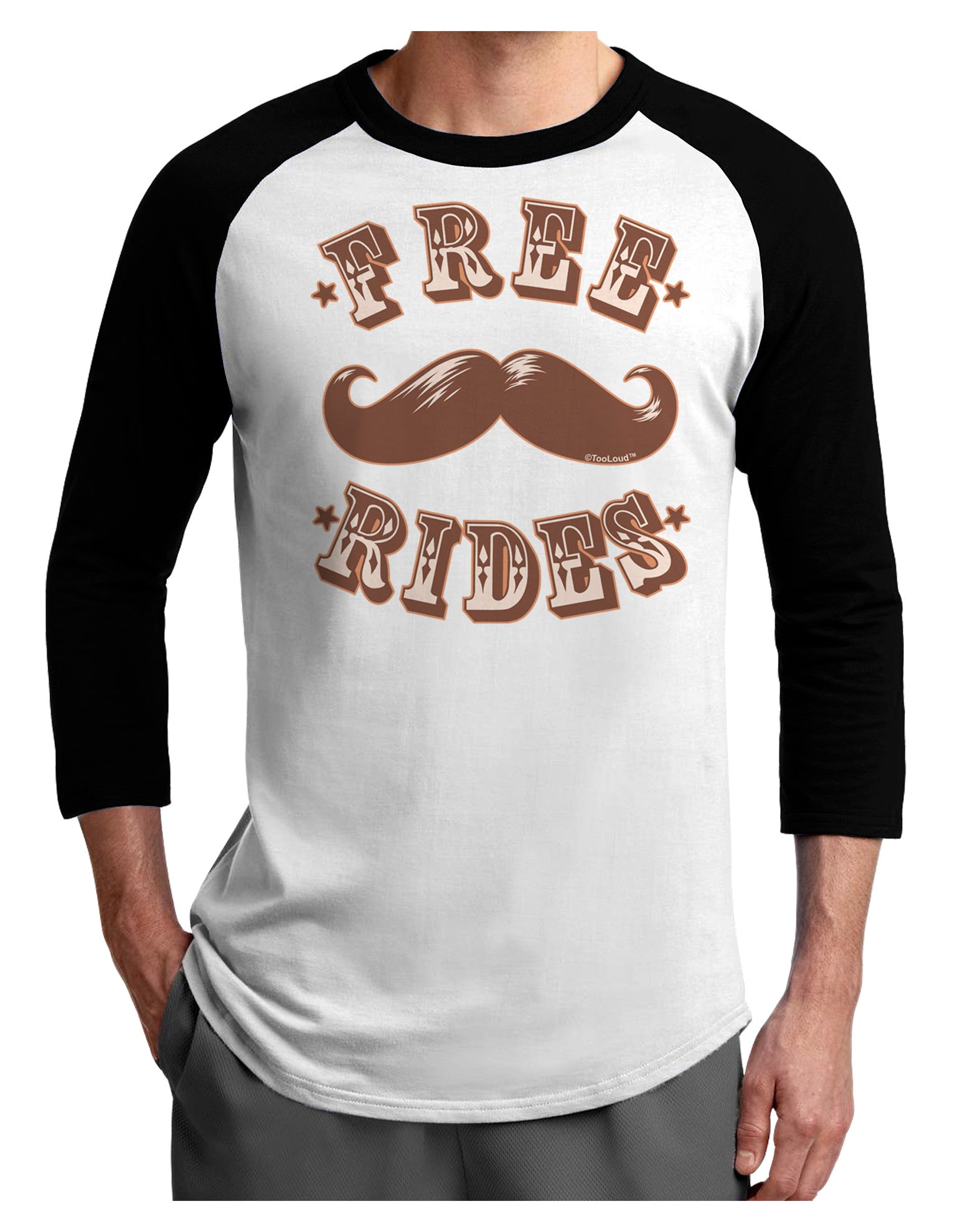 Free Mustache Rides Adult Raglan Shirt-Raglan Shirt-TooLoud-White-Black-X-Small-Davson Sales