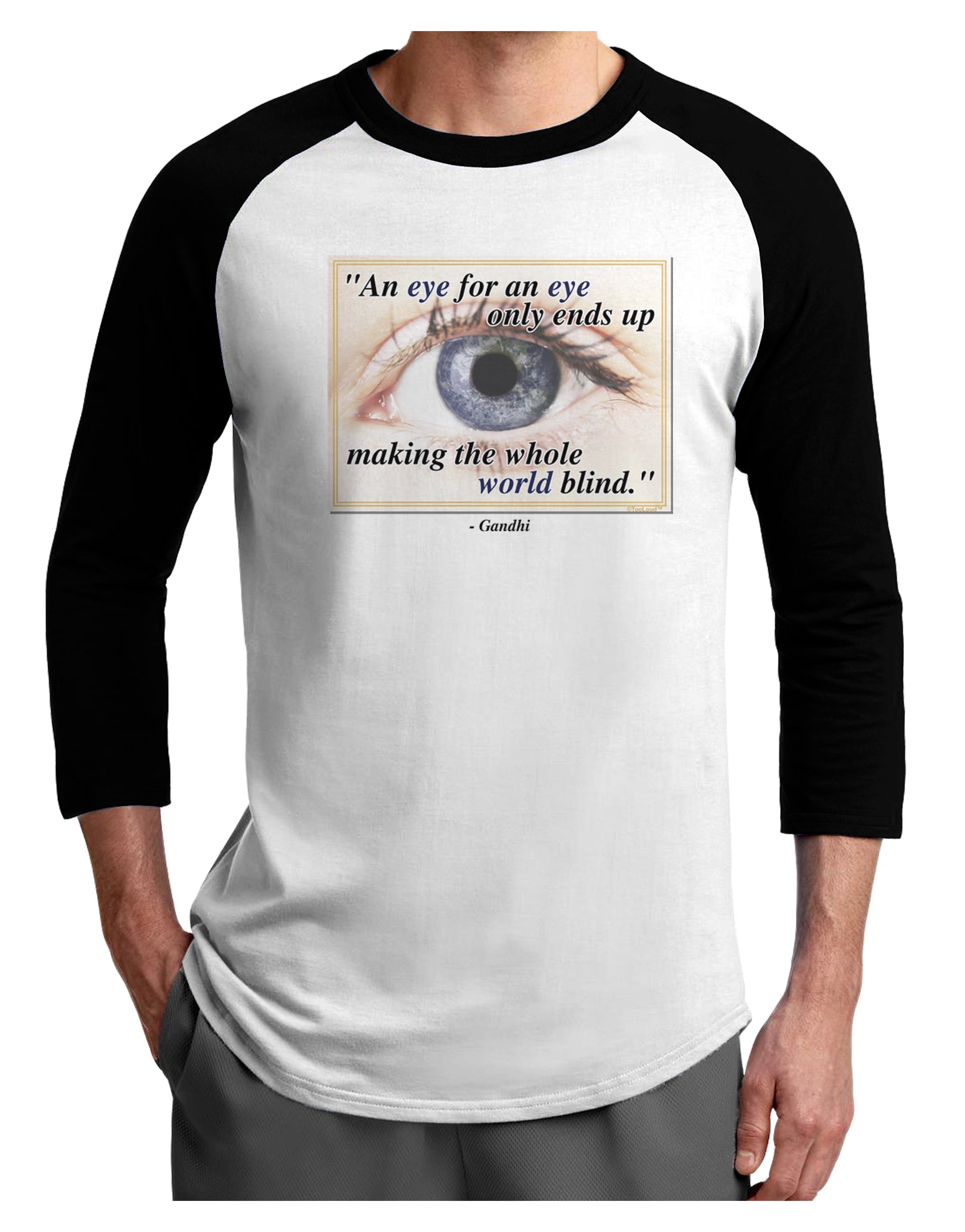 Eye For An Eye Gandhi Adult Raglan Shirt by TooLoud-TooLoud-White-Black-X-Small-Davson Sales