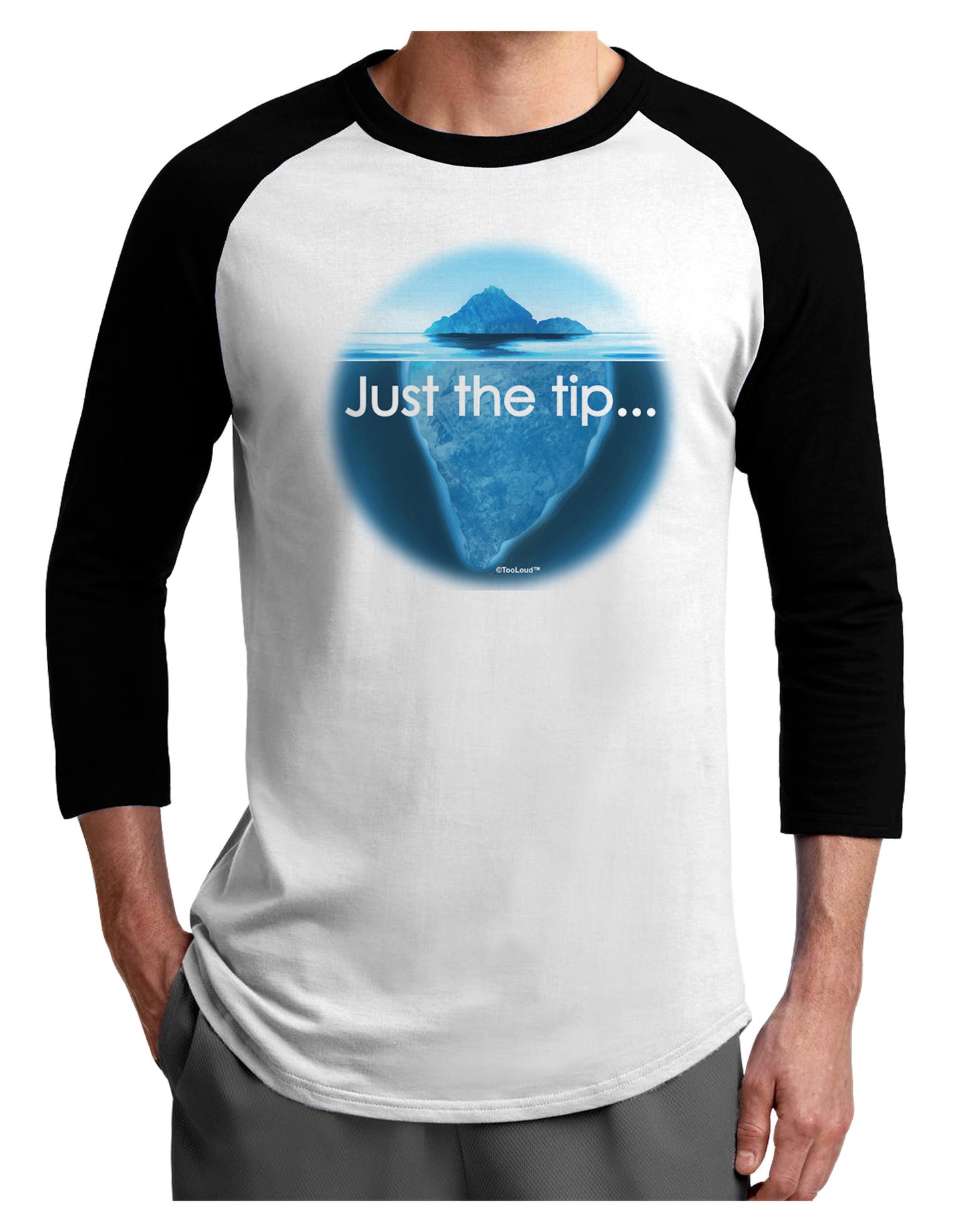 Iceberg Just the Tip Adult Raglan Shirt-TooLoud-White-Black-X-Small-Davson Sales