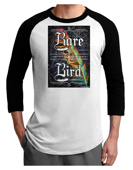 Rare Bird - Colorful Feather Adult Raglan Shirt-Raglan Shirt-TooLoud-White-Black-X-Small-Davson Sales