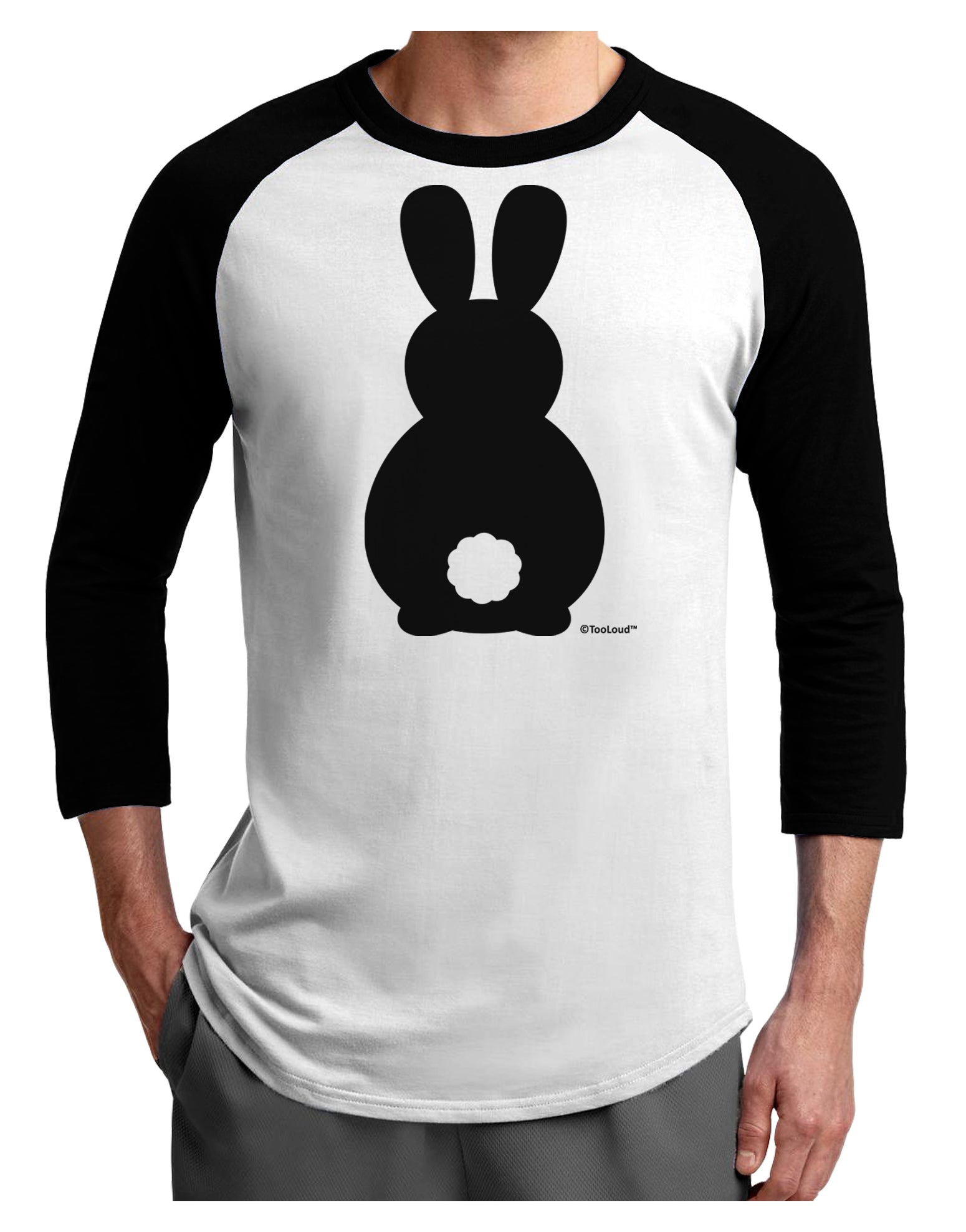 Cute Bunny Silhouette with Tail Adult Raglan Shirt by TooLoud-TooLoud-White-Black-X-Small-Davson Sales