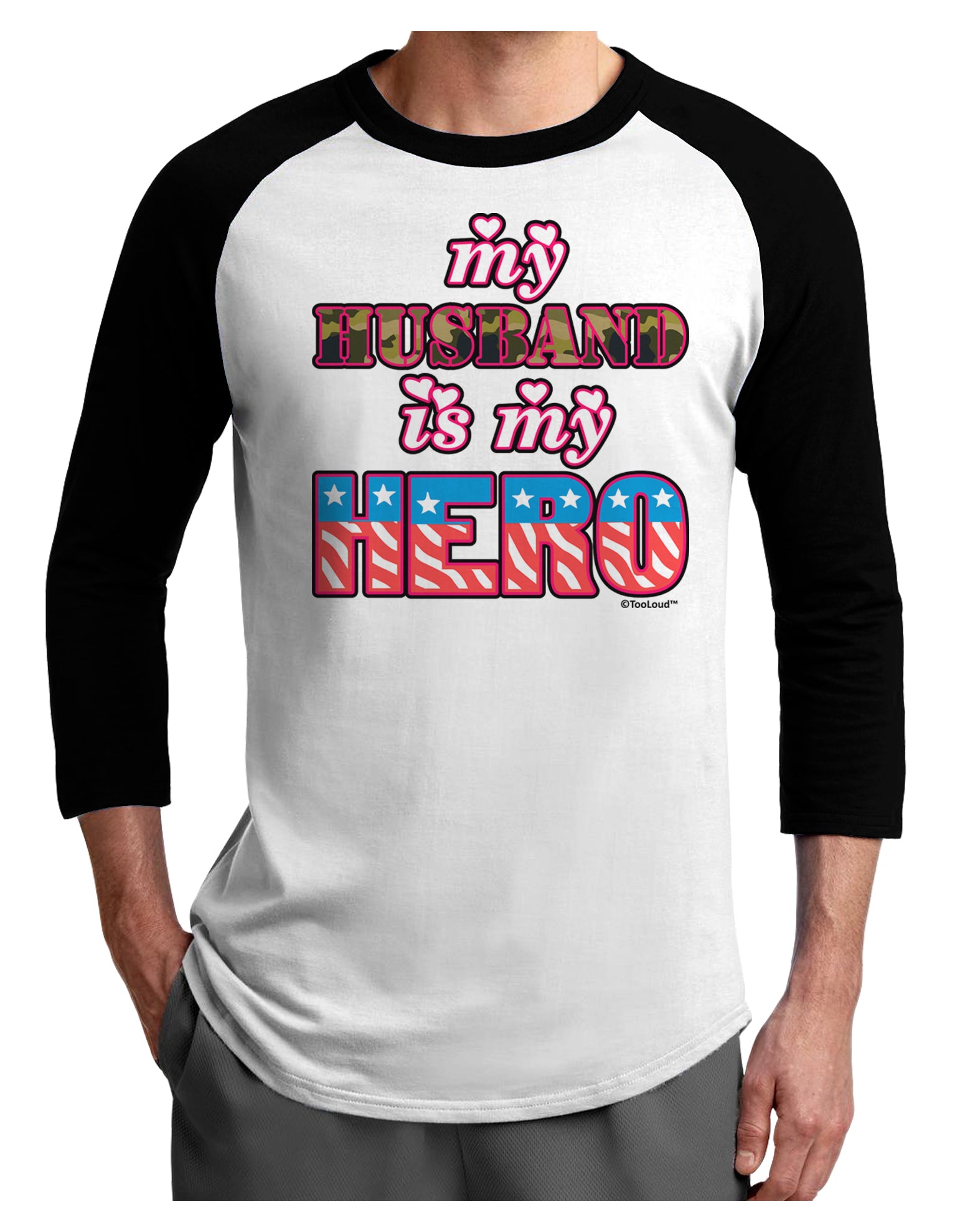 My Husband is My Hero - Armed Forces Adult Raglan Shirt by TooLoud-TooLoud-White-Black-X-Small-Davson Sales
