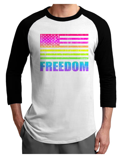 American Pride - Rainbow Flag - Freedom Adult Raglan Shirt-TooLoud-White-Black-X-Small-Davson Sales